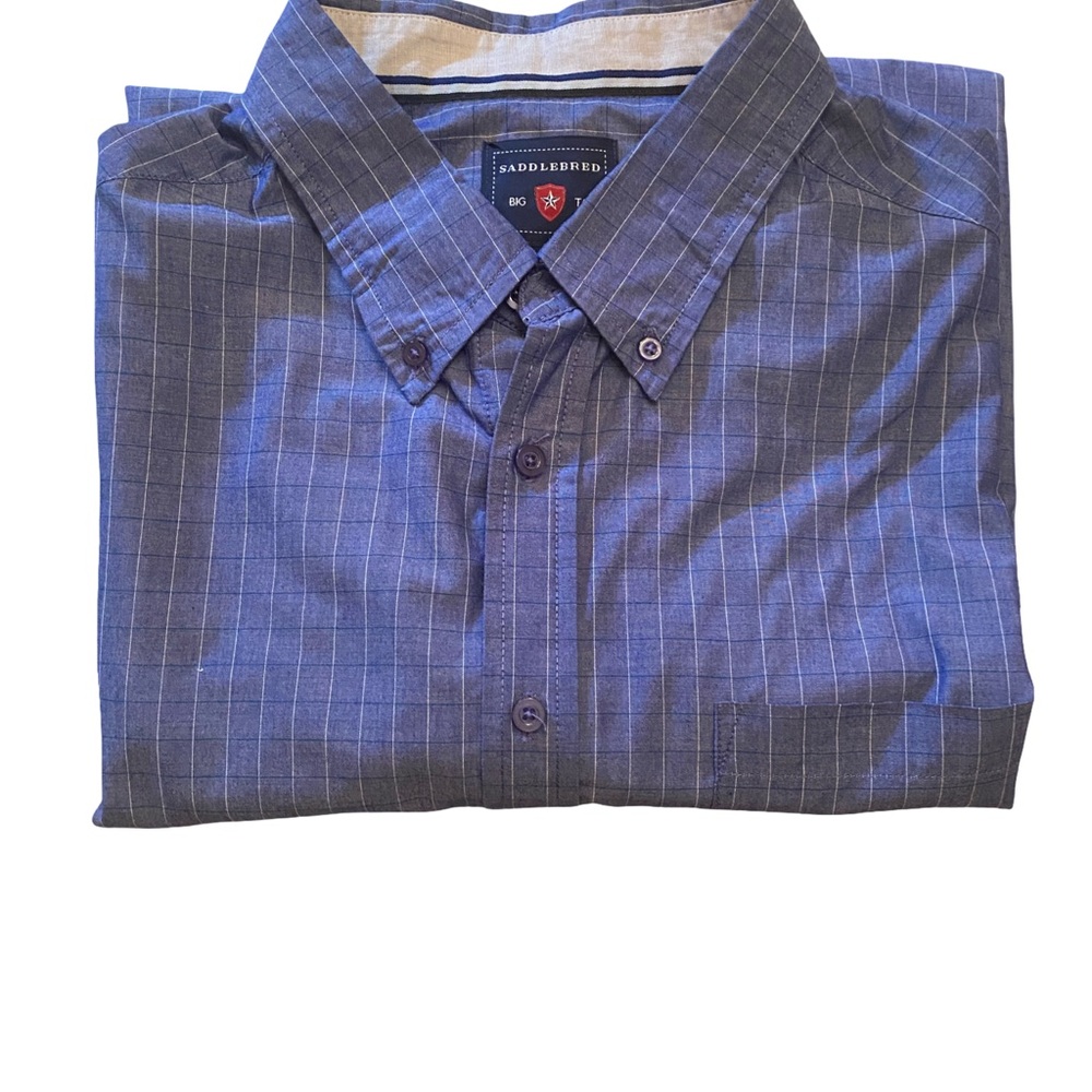 Big and Tall Men's Navy Plaid Button Down Shirt 2XLT